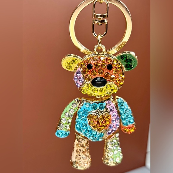 Source Unknown Accessories - Adorable Patchwork Crystal Teddy Bear Keychain/Bag Charm